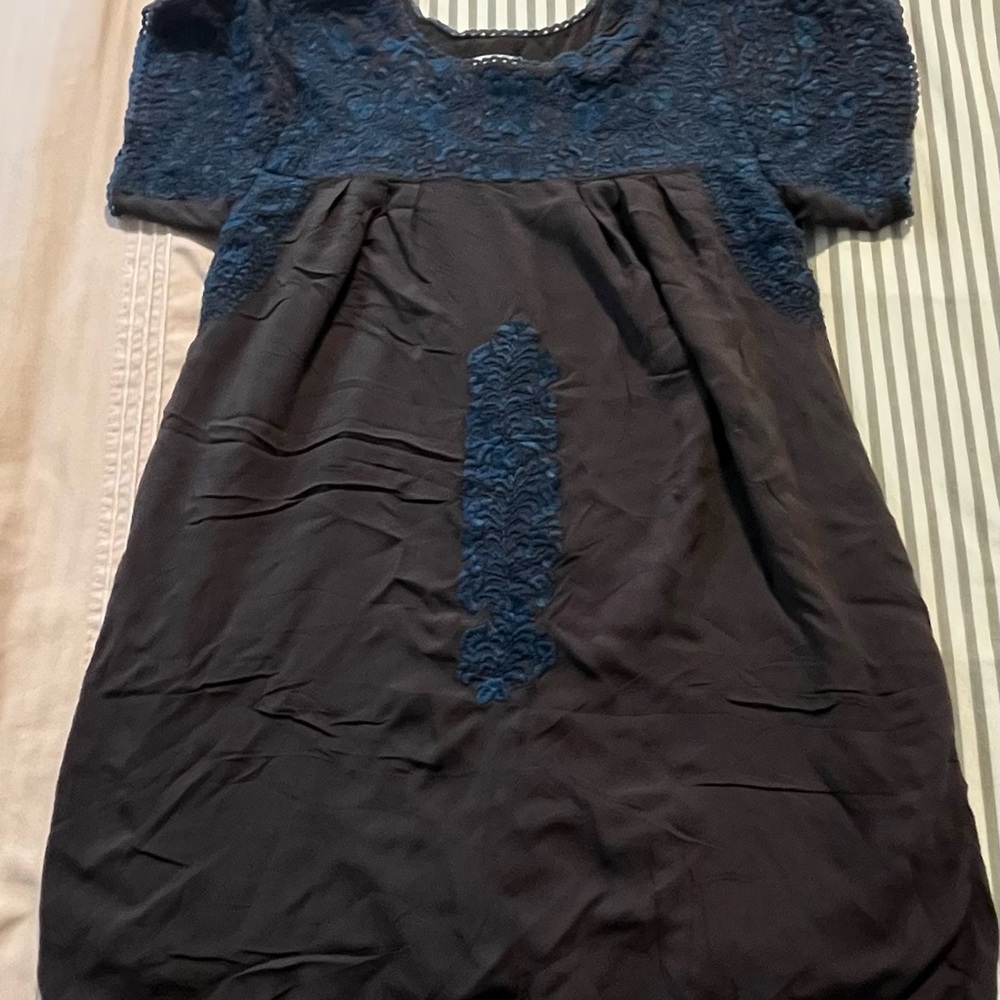 Buddy Love Embroidered Grey and Blue Tunic Dress